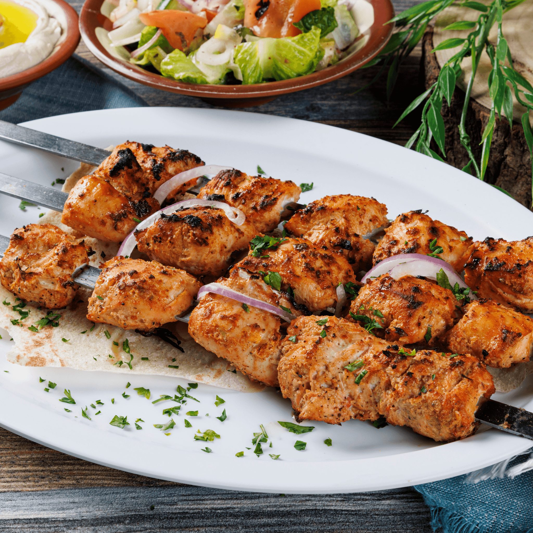 3 Chicken Skewers.