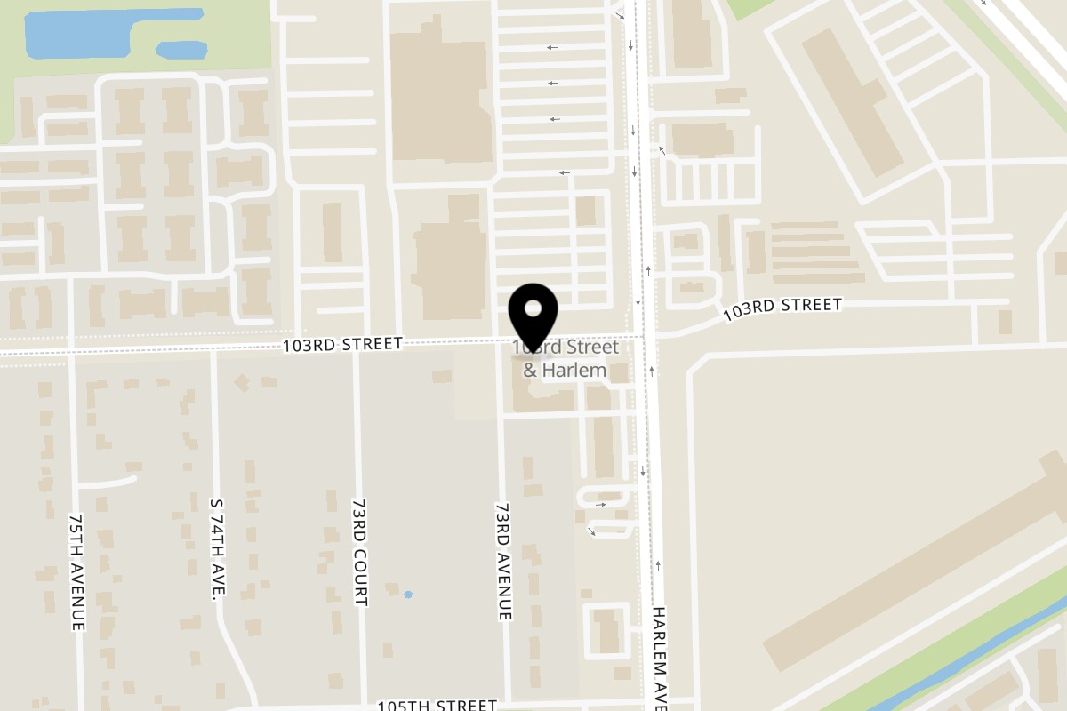 Map showing the location of REEF KABOB مشاوي ريف- on 7219 W 103rd St in Palos Hills